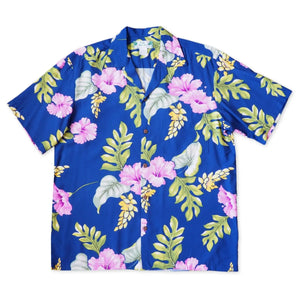 Honeymoon royal blue hawaiian rayon shirt