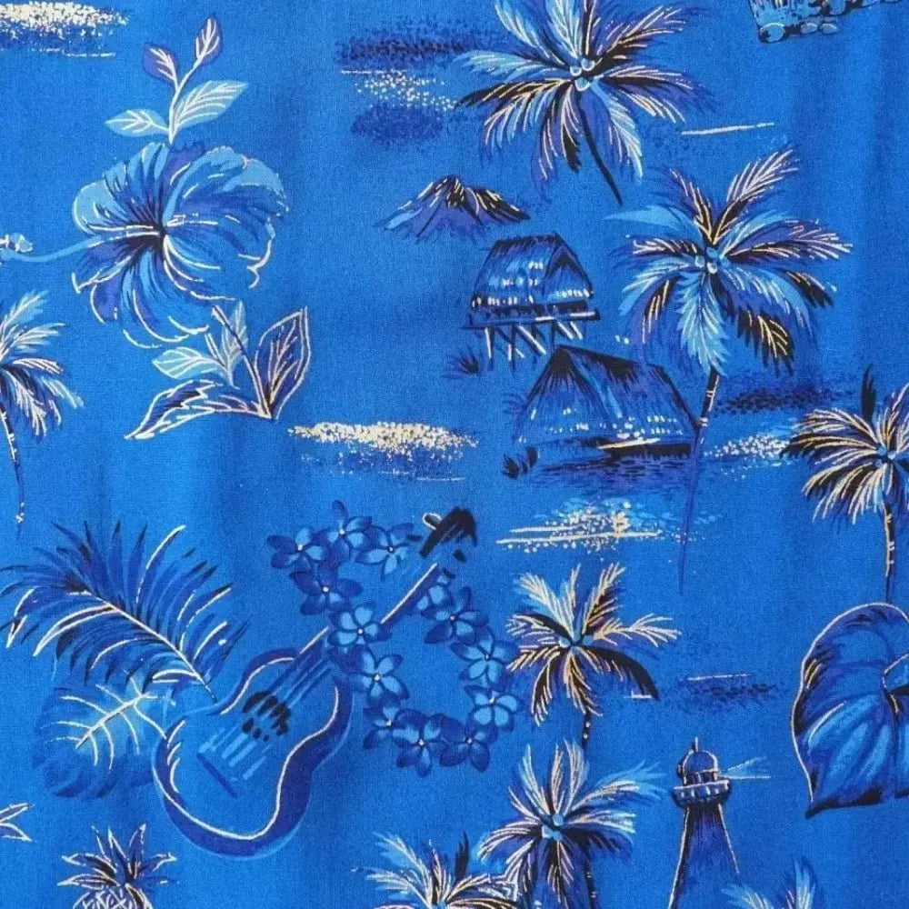 Honolulu blue hawaiian aloha rayon shirt - alohaz