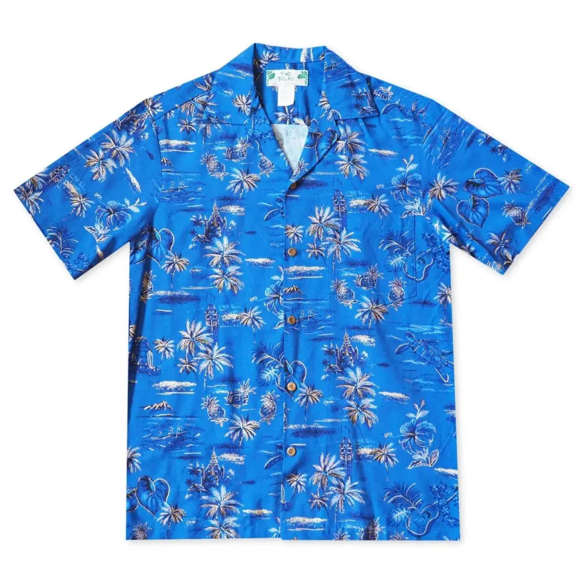 Honolulu blue hawaiian aloha rayon shirt - alohaz