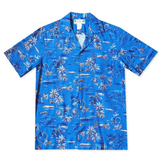 Honolulu blue hawaiian aloha rayon shirt - alohaz