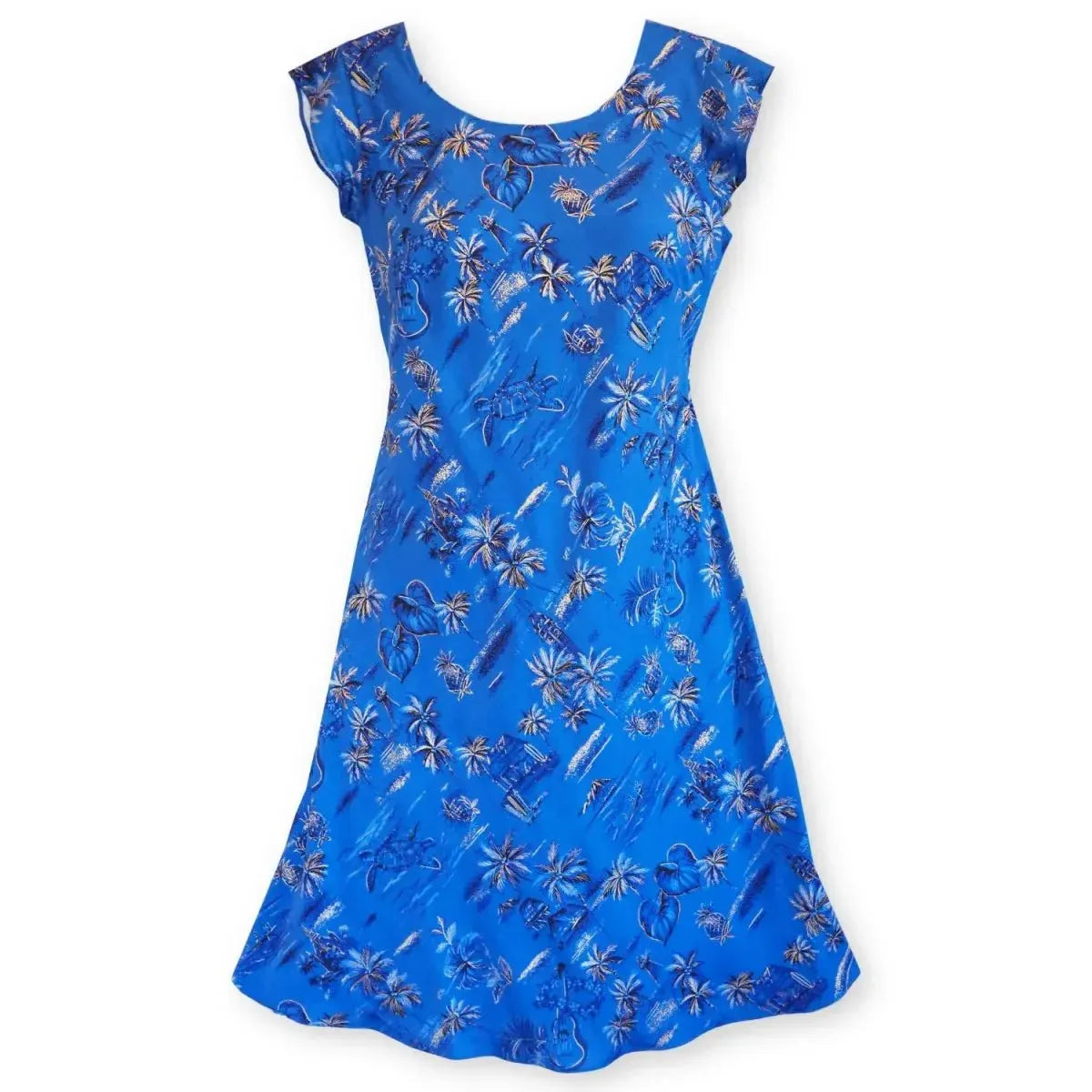 Honolulu blue hawaiian xoxo short dress - alohaz