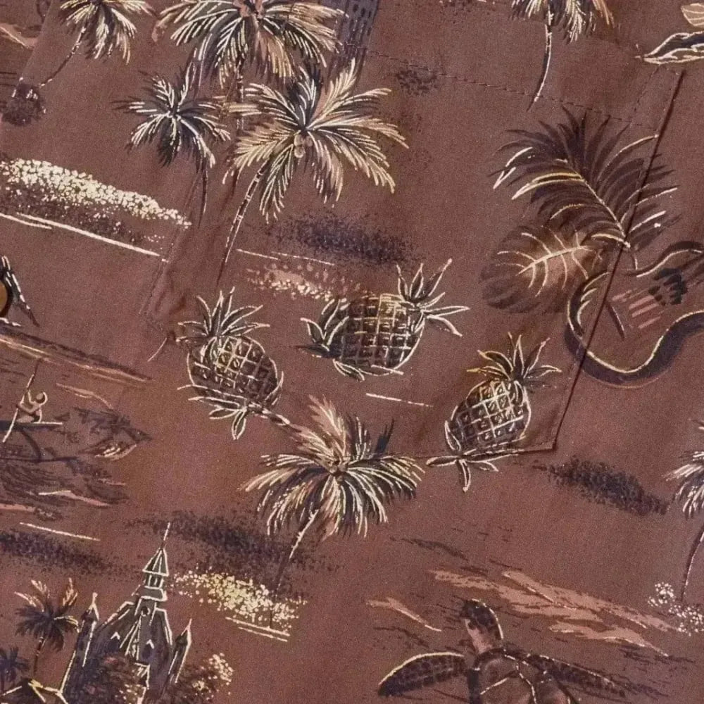 Honolulu brown hawaiian aloha rayon shirt - alohaz