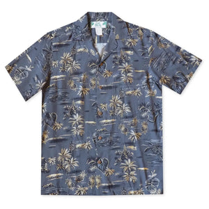 Honolulu grey hawaiian aloha rayon shirt