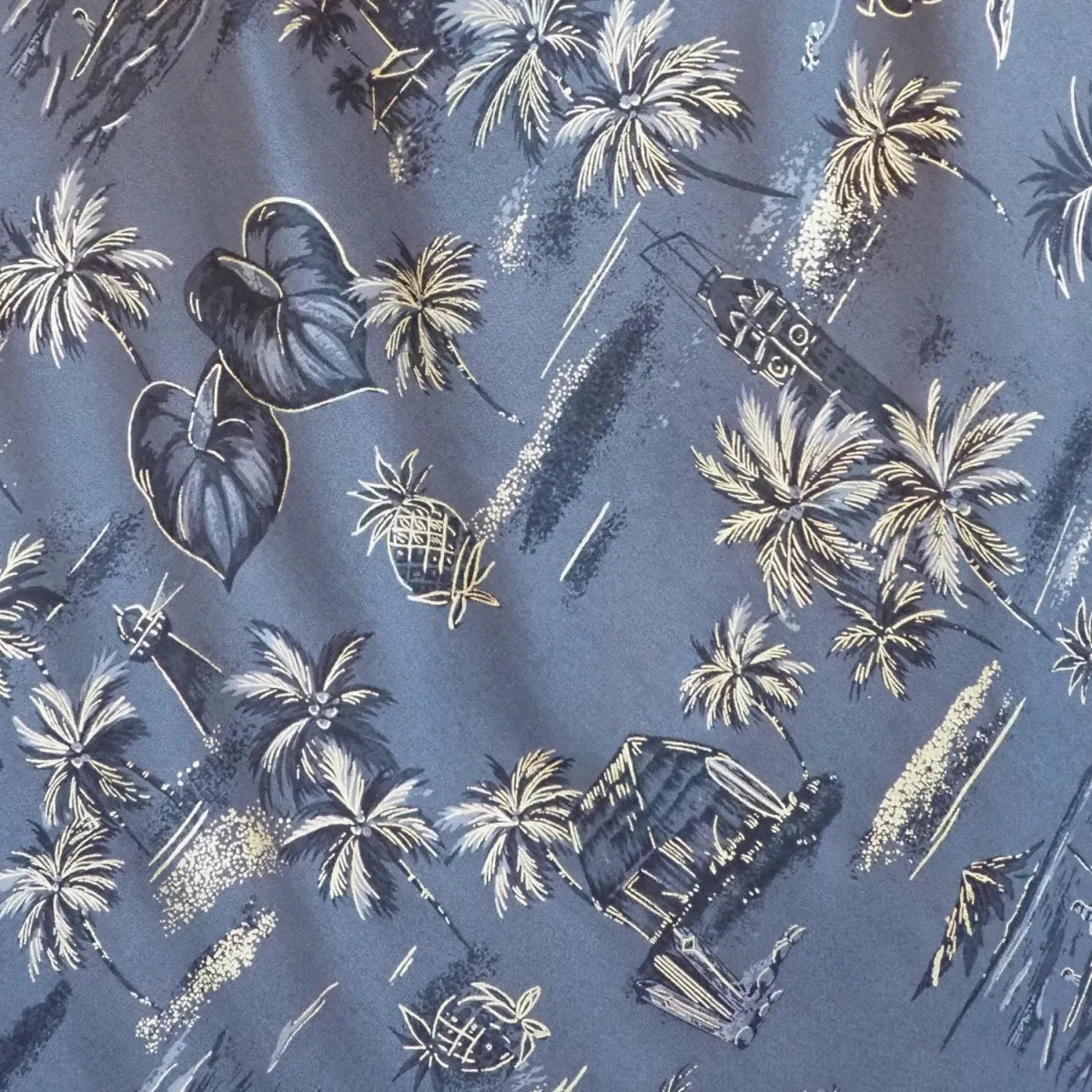 Honolulu grey hawaiian rayon fabric