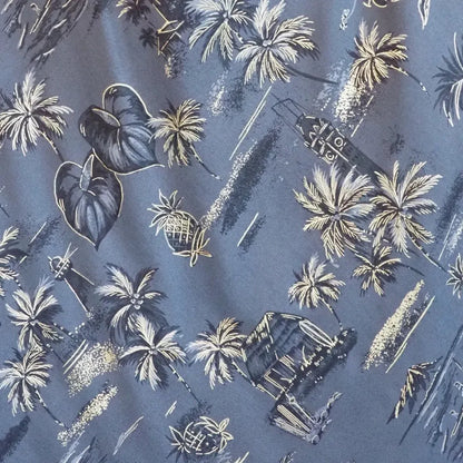 Honolulu grey hawaiian rayon fabric - alohaz