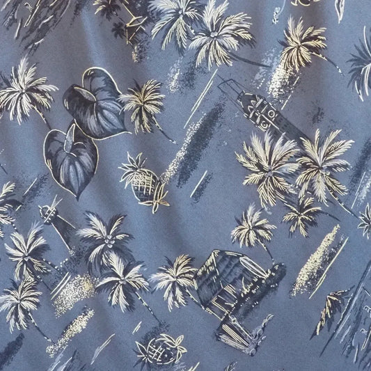Honolulu grey hawaiian rayon fabric - alohaz