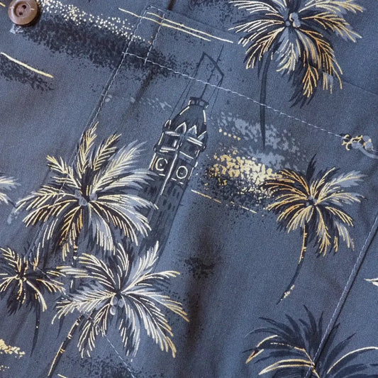 Honolulu grey hawaiian rayon fabric - alohaz