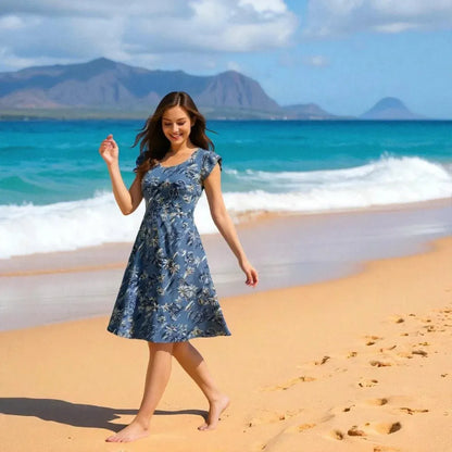 Honolulu grey hawaiian xoxo short dress - alohaz