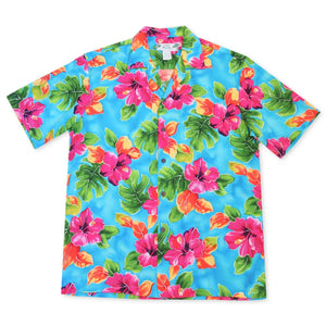 Hoopla blue hawaiian aloha rayon shirt