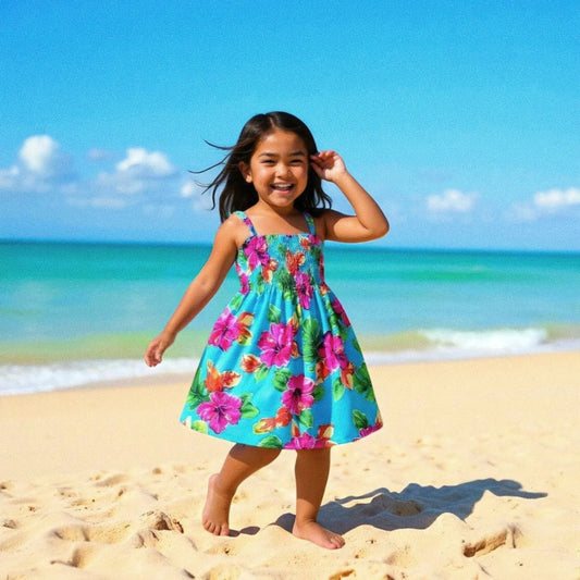 Hoopla blue hawaiian girl sunkiss dress - alohaz