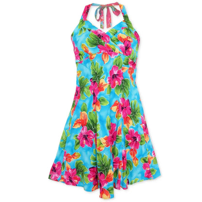 Hoopla blue hawaiian napali halter dress - alohaz