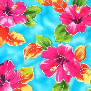 Hoopla blue hawaiian rayon fabric