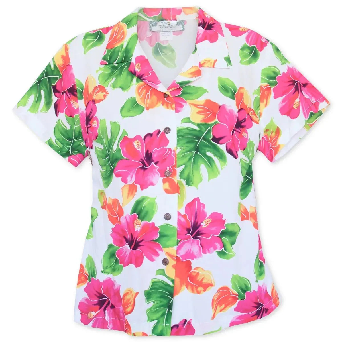 Hoopla white hawaiian lady blouse - alohaz