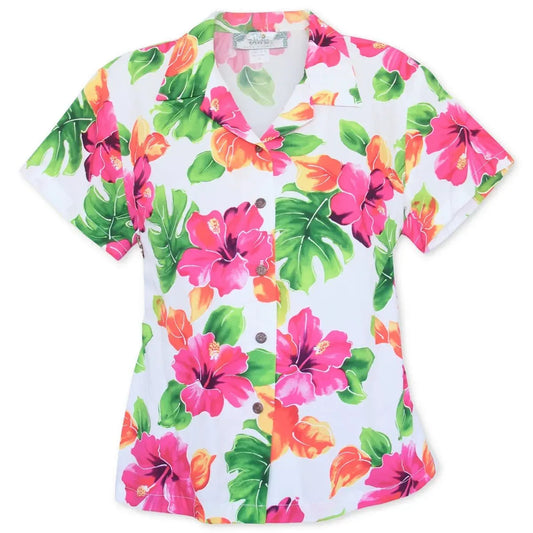 Hoopla white hawaiian lady blouse - alohaz