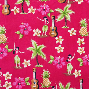 Hula dream red hawaiian cotton shirt