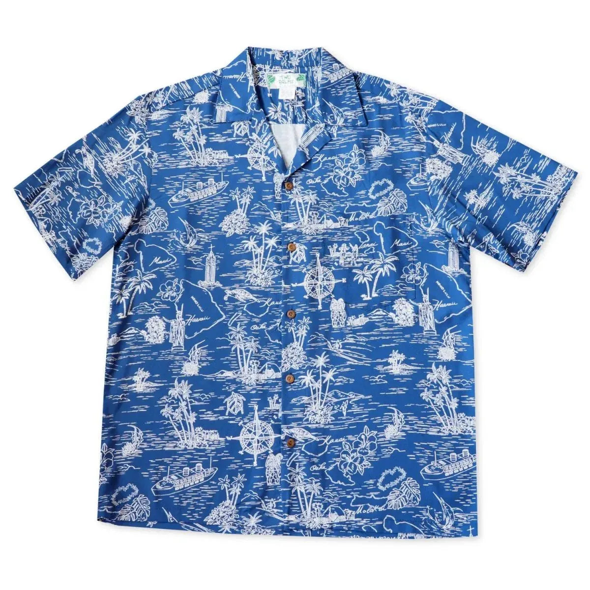Island cruise blue hawaiian rayon shirt - alohaz