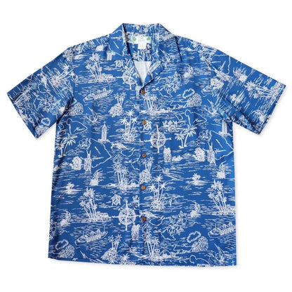 Island cruise blue hawaiian rayon shirt - alohaz