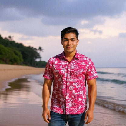 Island cruise red hawaiian rayon shirt - alohaz