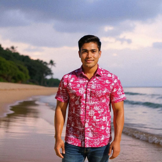 Island cruise red hawaiian rayon shirt - alohaz