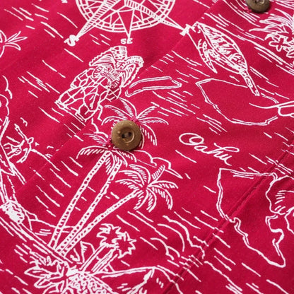 Island cruise red hawaiian rayon shirt - alohaz