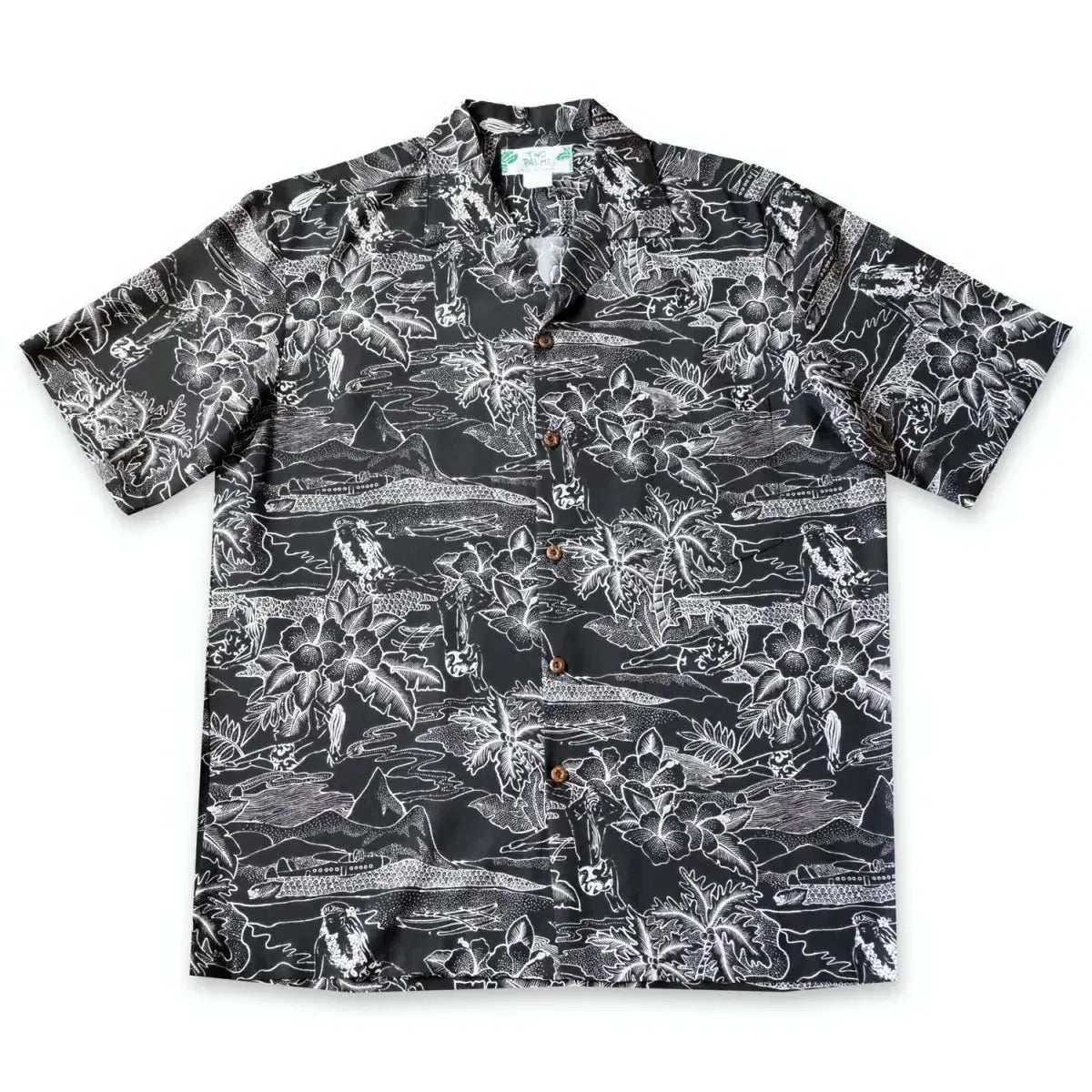 Island hop black hawaiian rayon shirt - alohaz