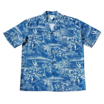 Island hop blue hawaiian rayon shirt - alohaz