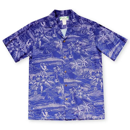 Island hop purple hawaiian rayon shirt - alohaz