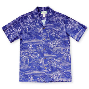 Island hop purple hawaiian rayon shirt
