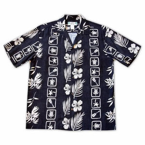Island jam black hawaiian rayon shirt | alohaz