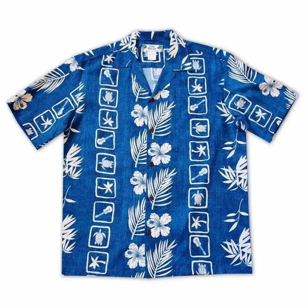 Island jam blue hawaiian rayon shirt