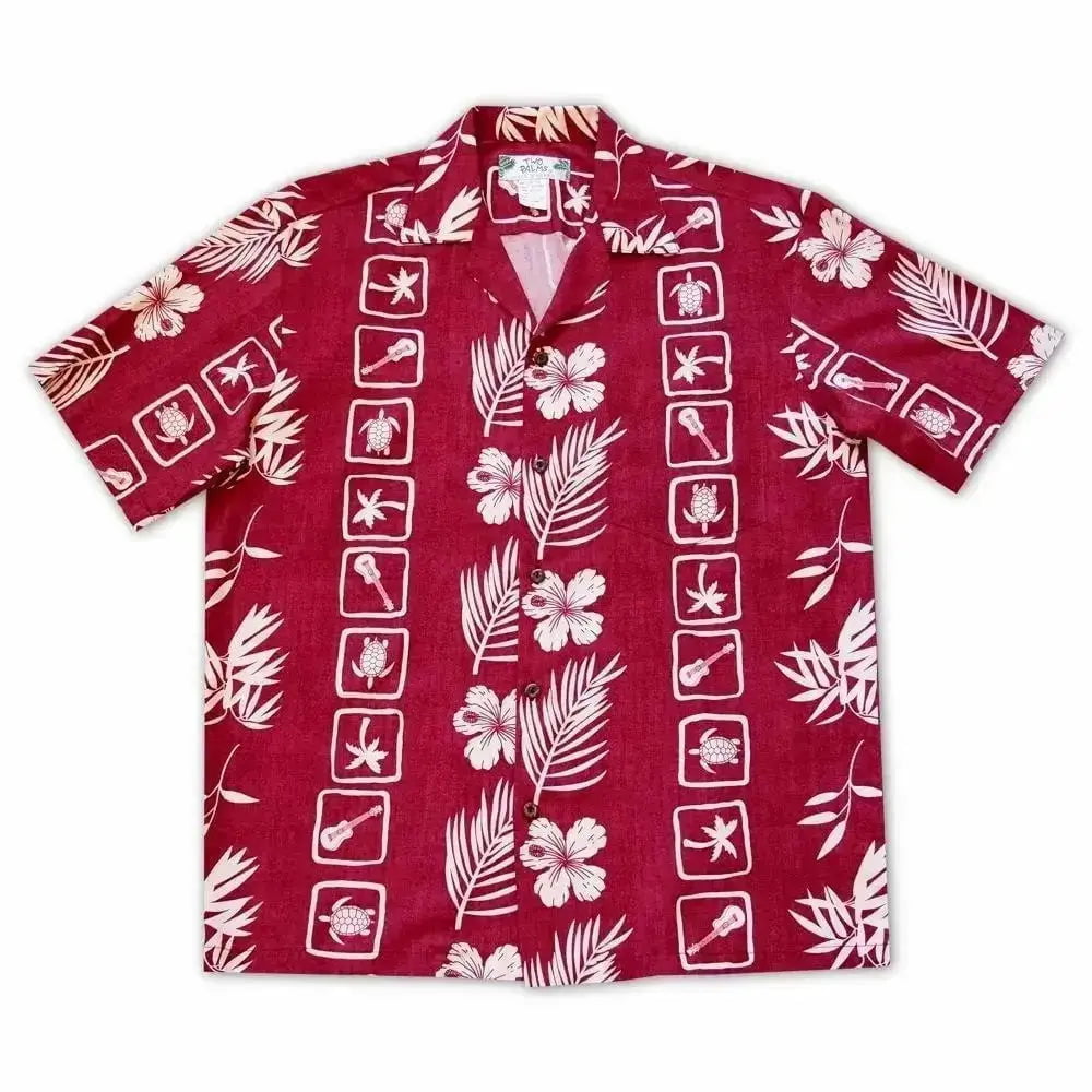 Island jam red hawaiian rayon shirt