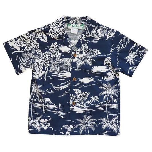 Island navy hawaiian boy shirt - alohaz