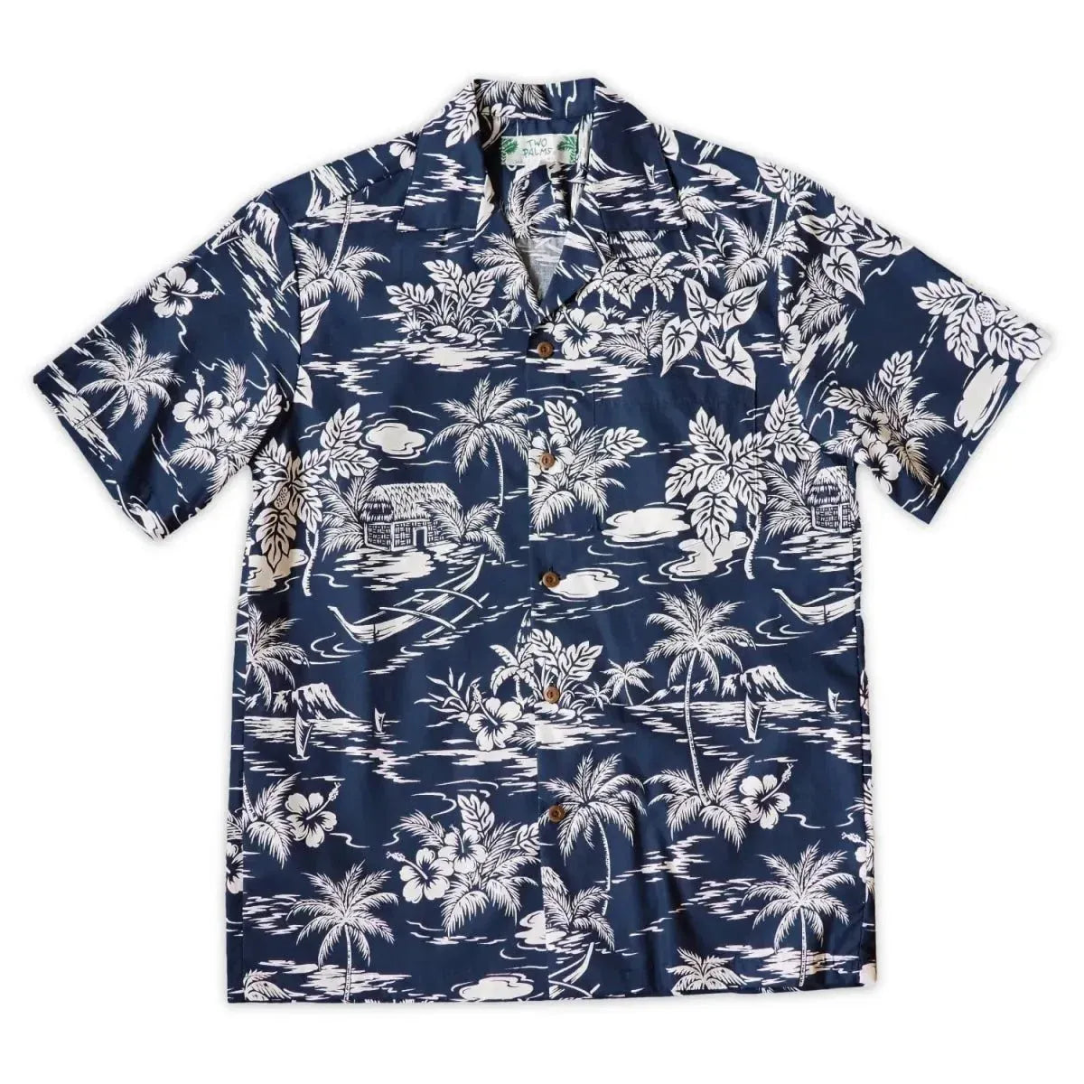 Island navy hawaiian cotton shirt - alohaz