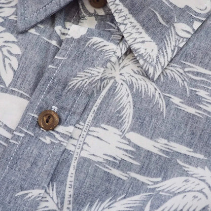 Island navy reverse print hawaiian cotton shirt - alohaz
