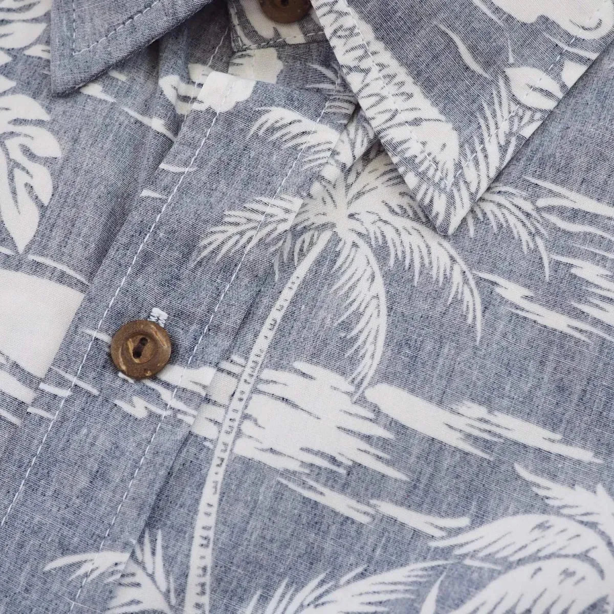 Island navy reverse print hawaiian cotton shirt - alohaz