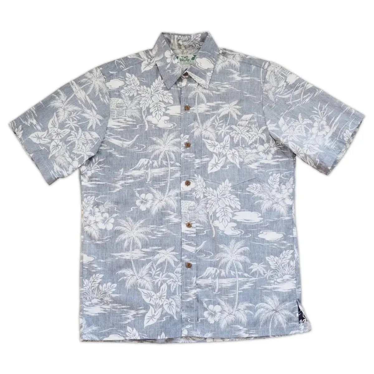 Island navy reverse print hawaiian cotton shirt - alohaz