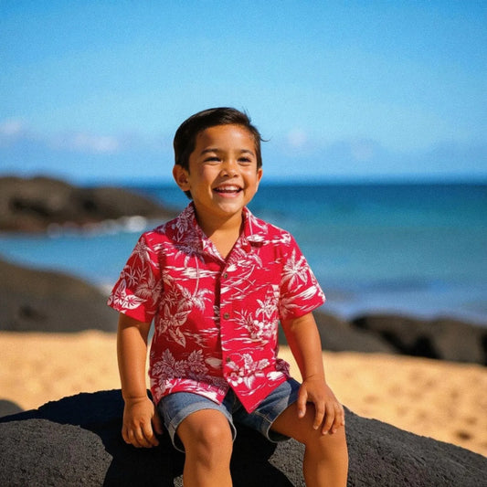 Island red hawaiian boy shirt - alohaz