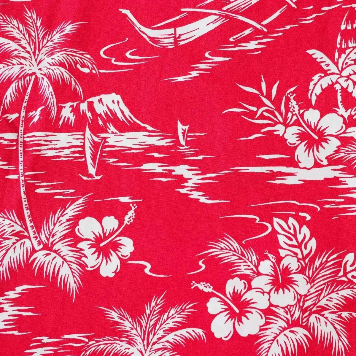 Island red hawaiian cotton shirt - alohaz