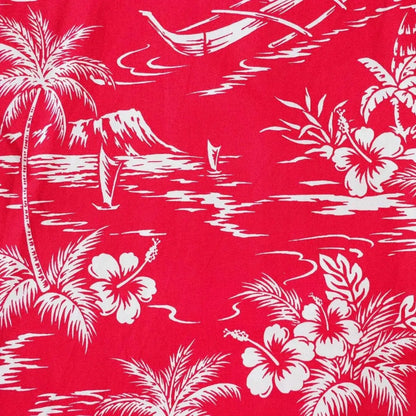 Island red hawaiian cotton shirt - alohaz