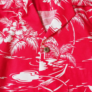 Island red hawaiian cotton shirt