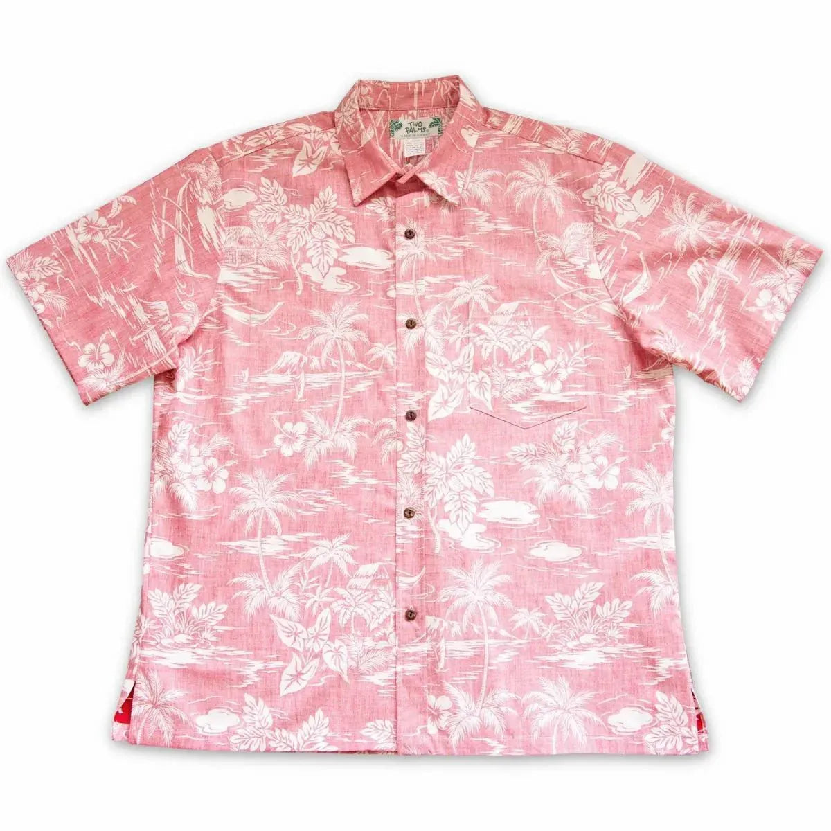 Island red reverse print hawaiian cotton shirt - alohaz