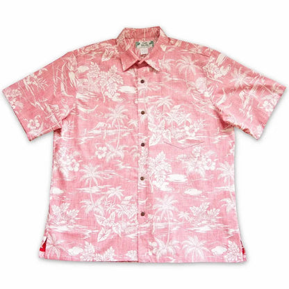 Island red reverse print hawaiian cotton shirt - alohaz