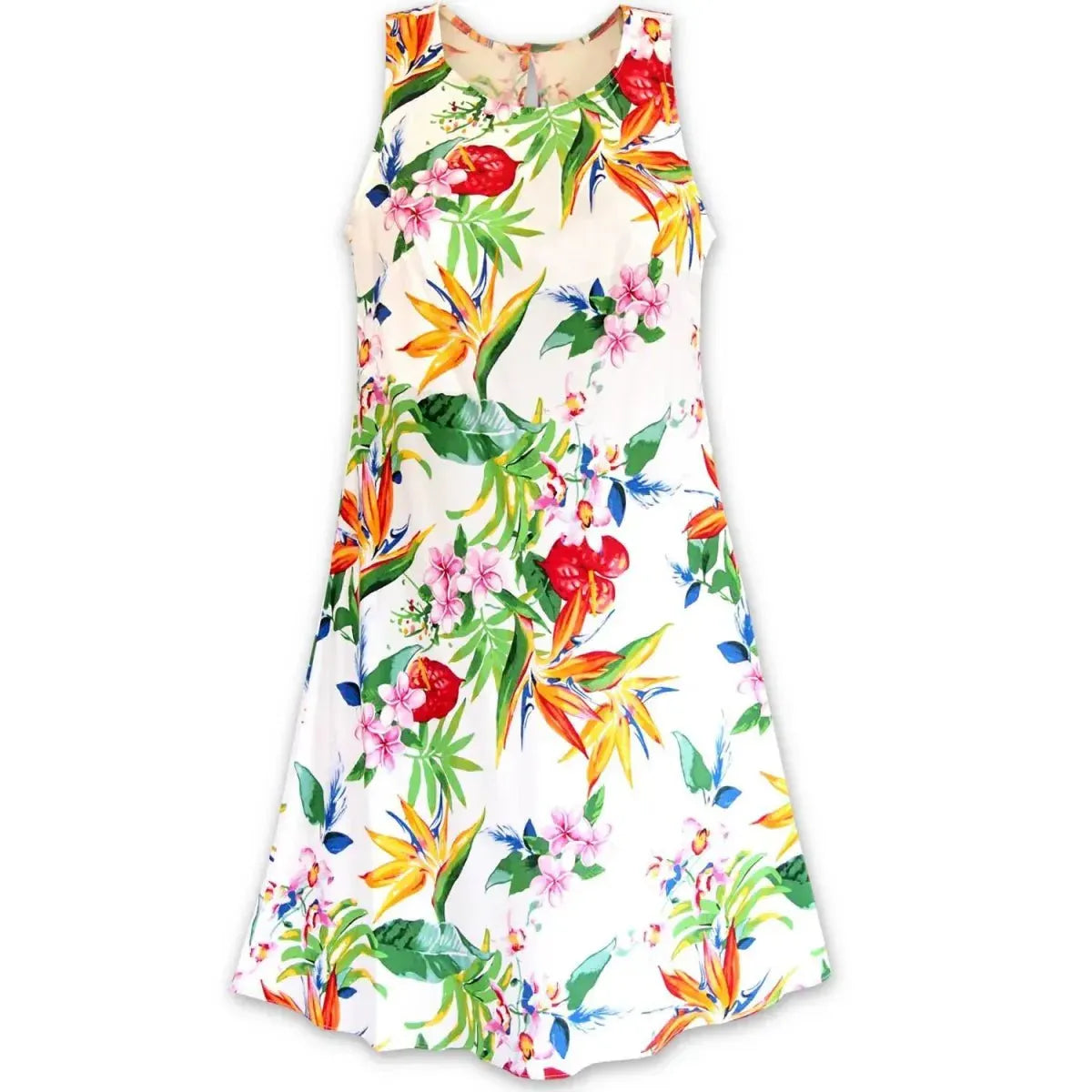 Jungle white hawaiian rhythm short dress - alohaz