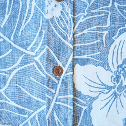 Ka’anapali aqua reverse print hawaiian cotton shirt - alohaz