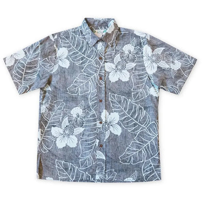 Ka’anapali black reverse print hawaiian cotton shirt