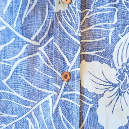Ka’anapali blue reverse print hawaiian cotton shirt - alohaz