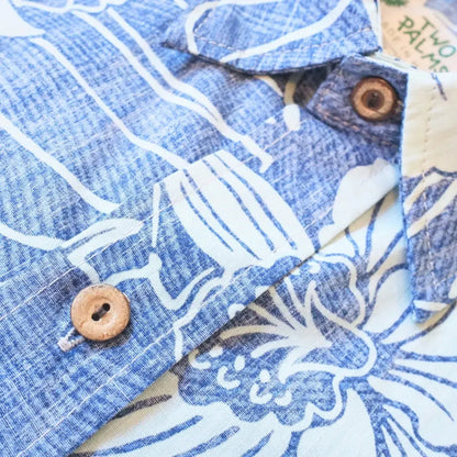 Ka’anapali blue reverse print hawaiian cotton shirt - alohaz