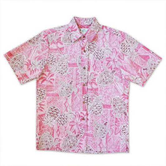 Kaena red reverse print hawaiian cotton shirt - alohaz