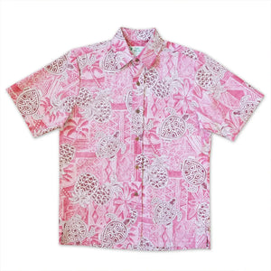 Kaena red reverse print hawaiian cotton shirt