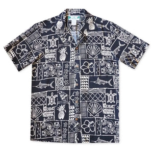 Kaka’ako black hawaiian rayon shirt